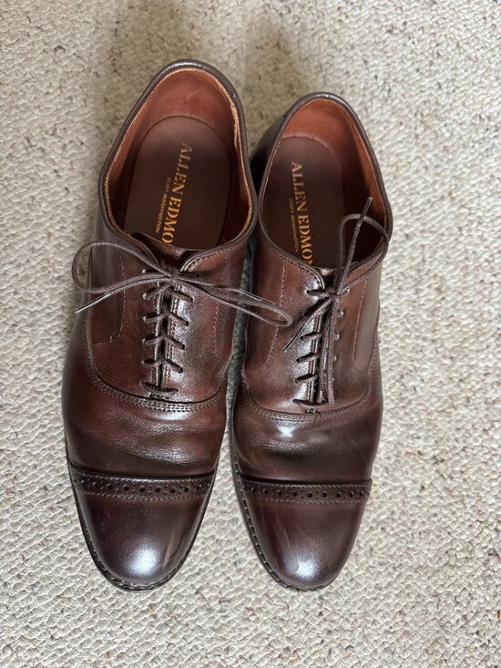 Mens Leather Dress Shoes Allen Edmonds Mahogany Lace Up Sz 9.5 Fifth Ave